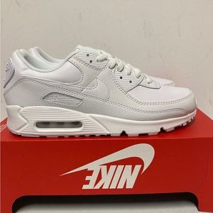 Nike air max 90 LTR all white mens athletic shoes